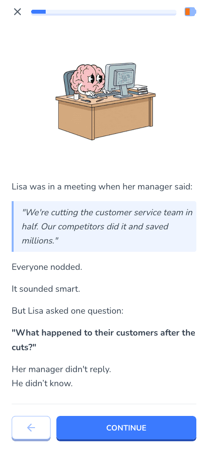 Kognitiva lesson screen